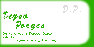 dezso porges business card