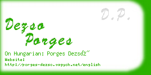 dezso porges business card